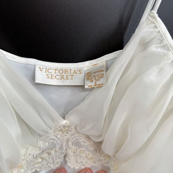 VTG 90s Victorias Secret Satin Lace Sequin Bodysuit Teddy White Bridal Lingerie - Picture 2 of 8